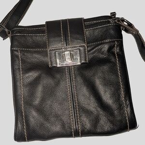 Tignanello Black Leather Crossbody Bag